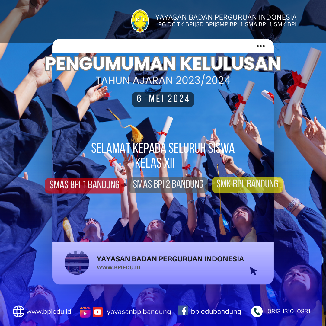 Pengumuman Kelulusan SMA dan SMK BPI tahun 2024